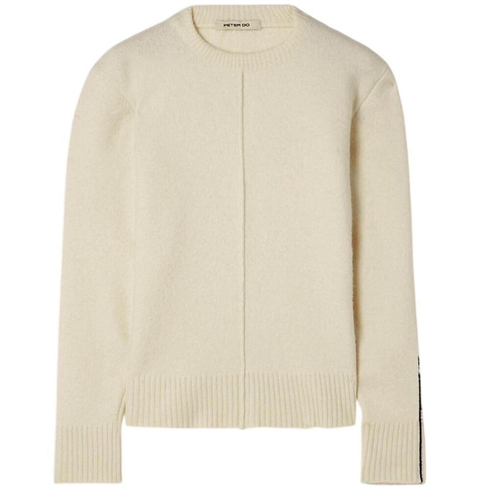 Peter Do Textured Cream Center Seam Button Hem Sweater Size S